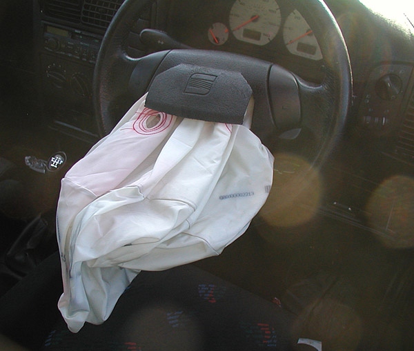 A vehicle with the airbag out