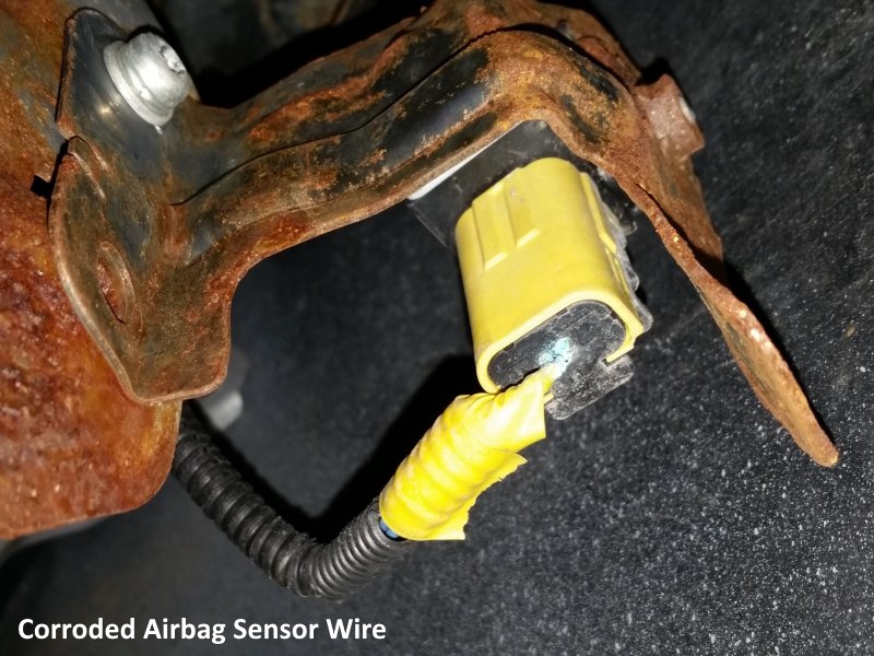 A corroded airbag sensor wire