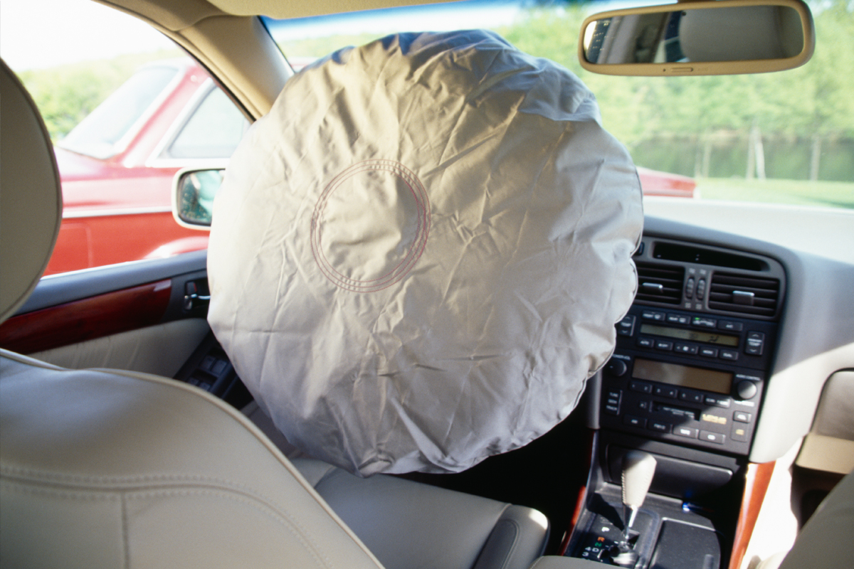 An empty vehicle with the airbag puffed out