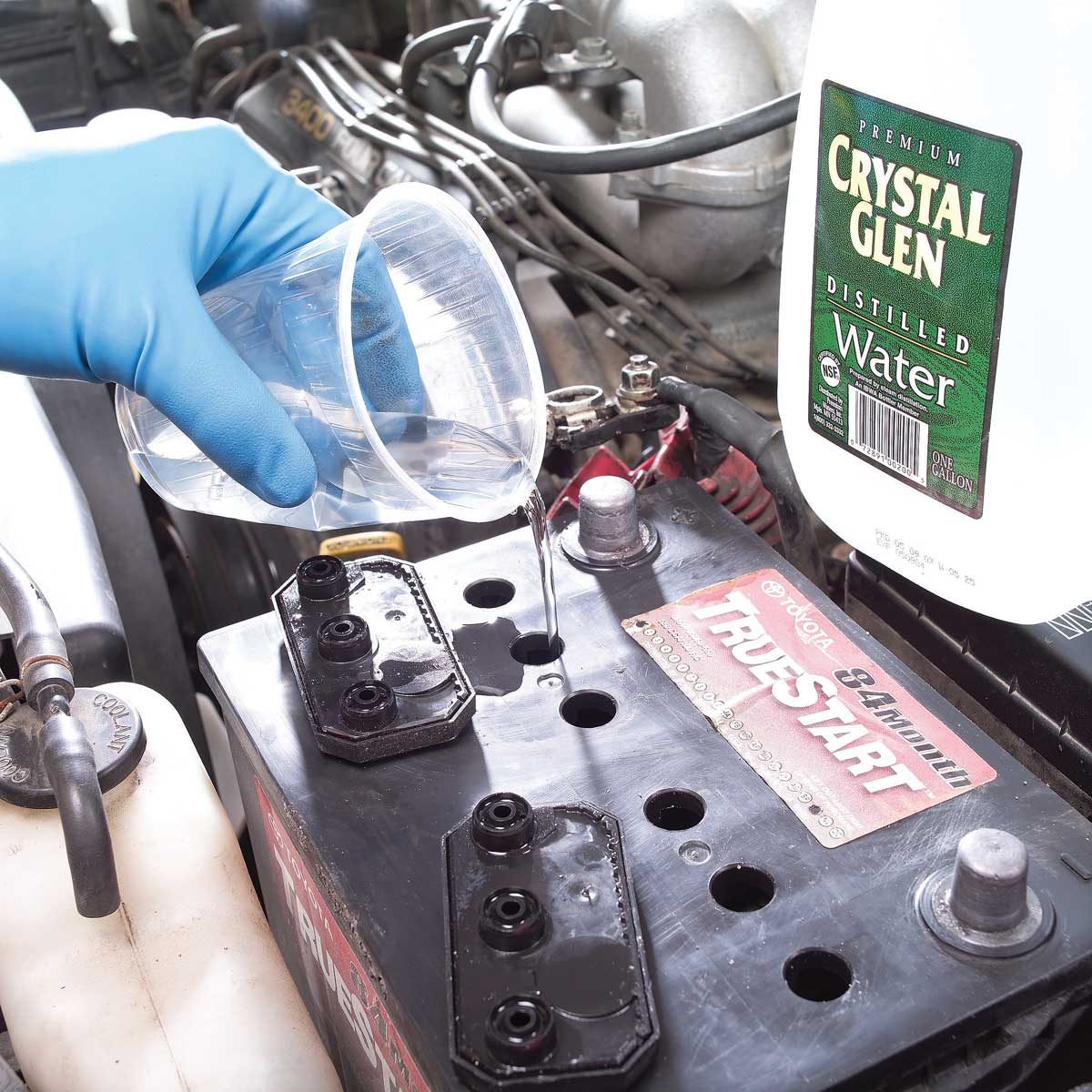 A battery's fluid being refilled