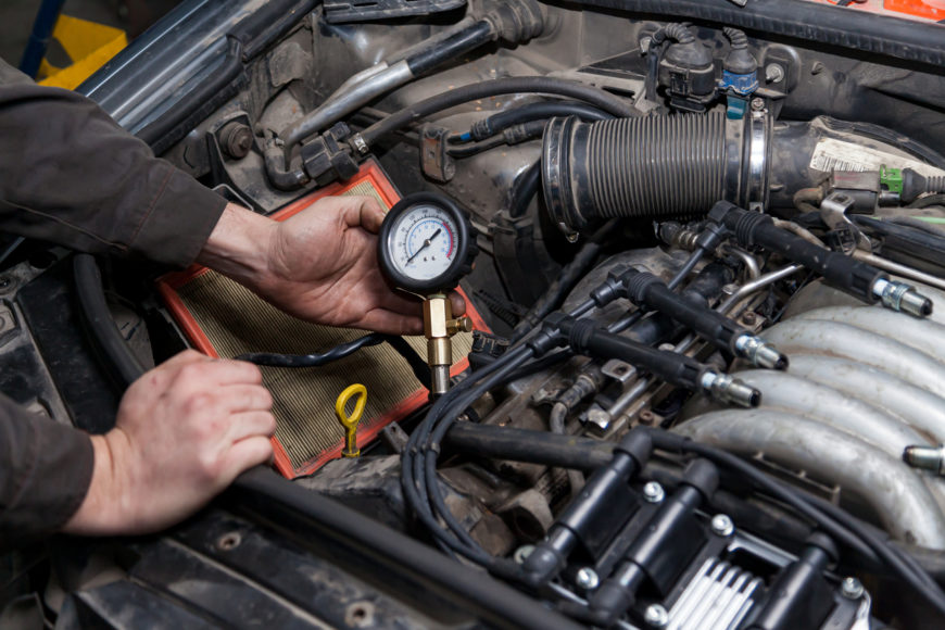 An engine's pressure gauge