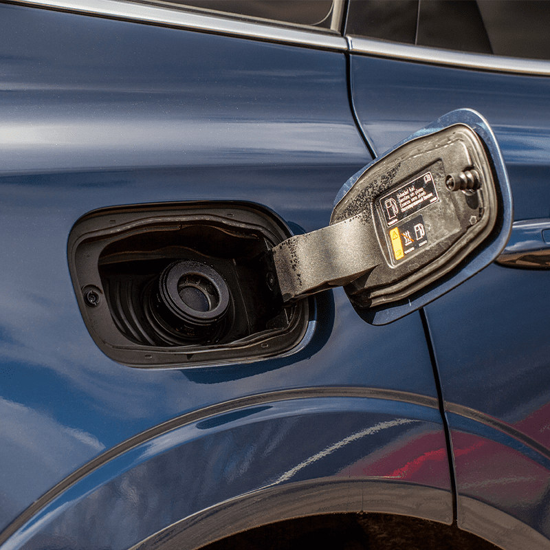 A vehicle's gas cap open