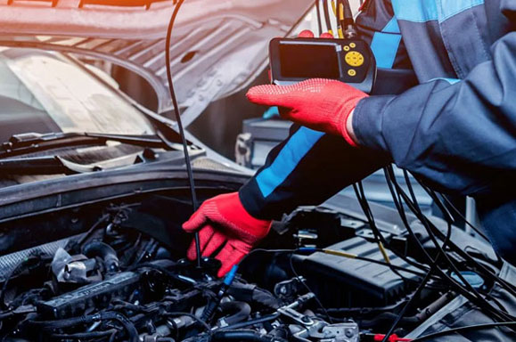 An engine being serviced