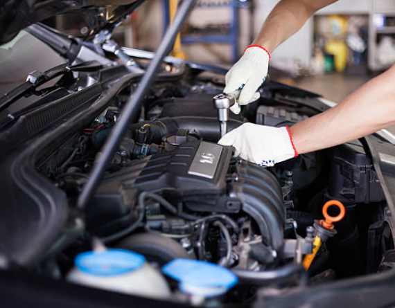 An engine being serviced