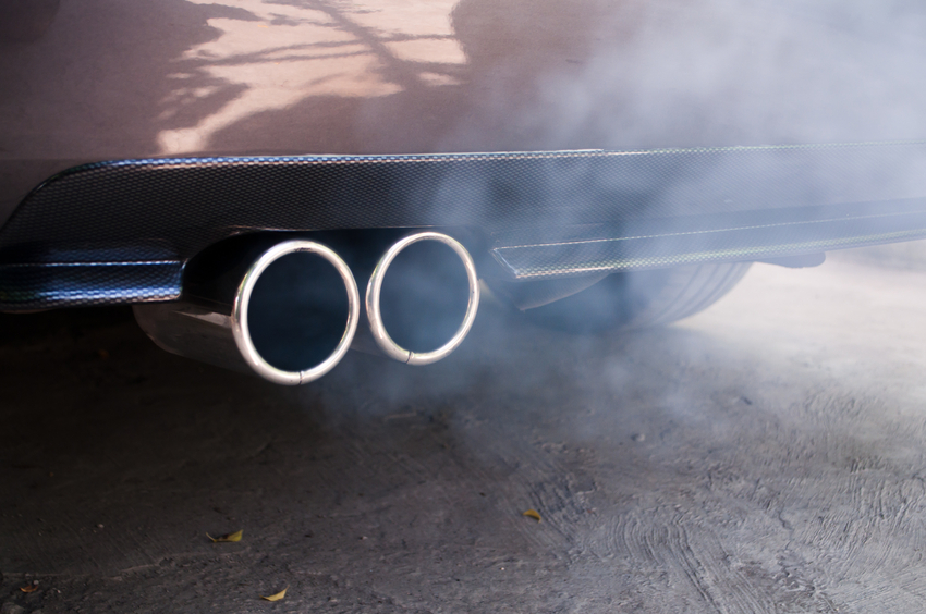 Closeup of exhaust with fumes coming out