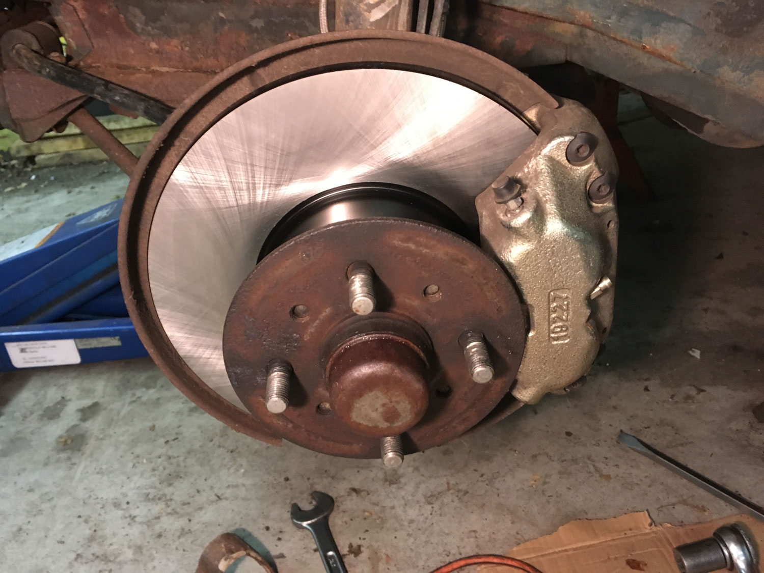 A rusty wheel bearing