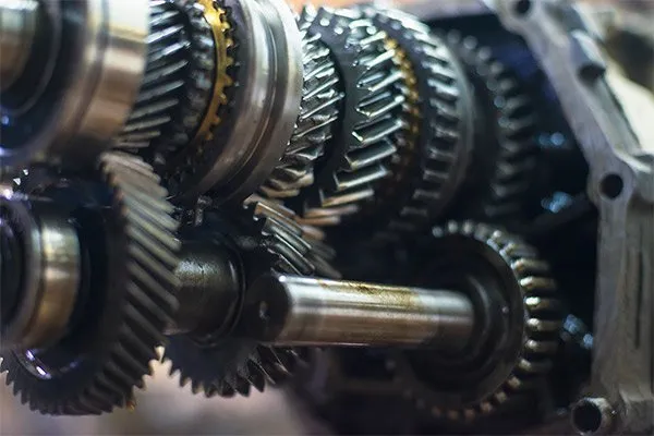 A closeup of the gears inside of a transmission