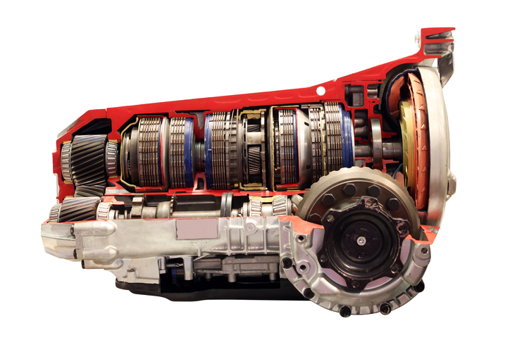 A side view of the internal components of a transmission