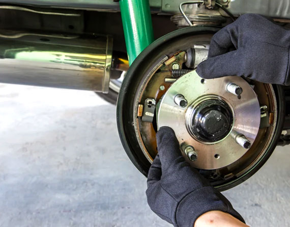 A wheel bearing being replaced