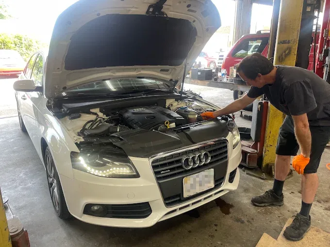 Audi vehicle receiving maintenance at Beach Auto & Transmission Repair