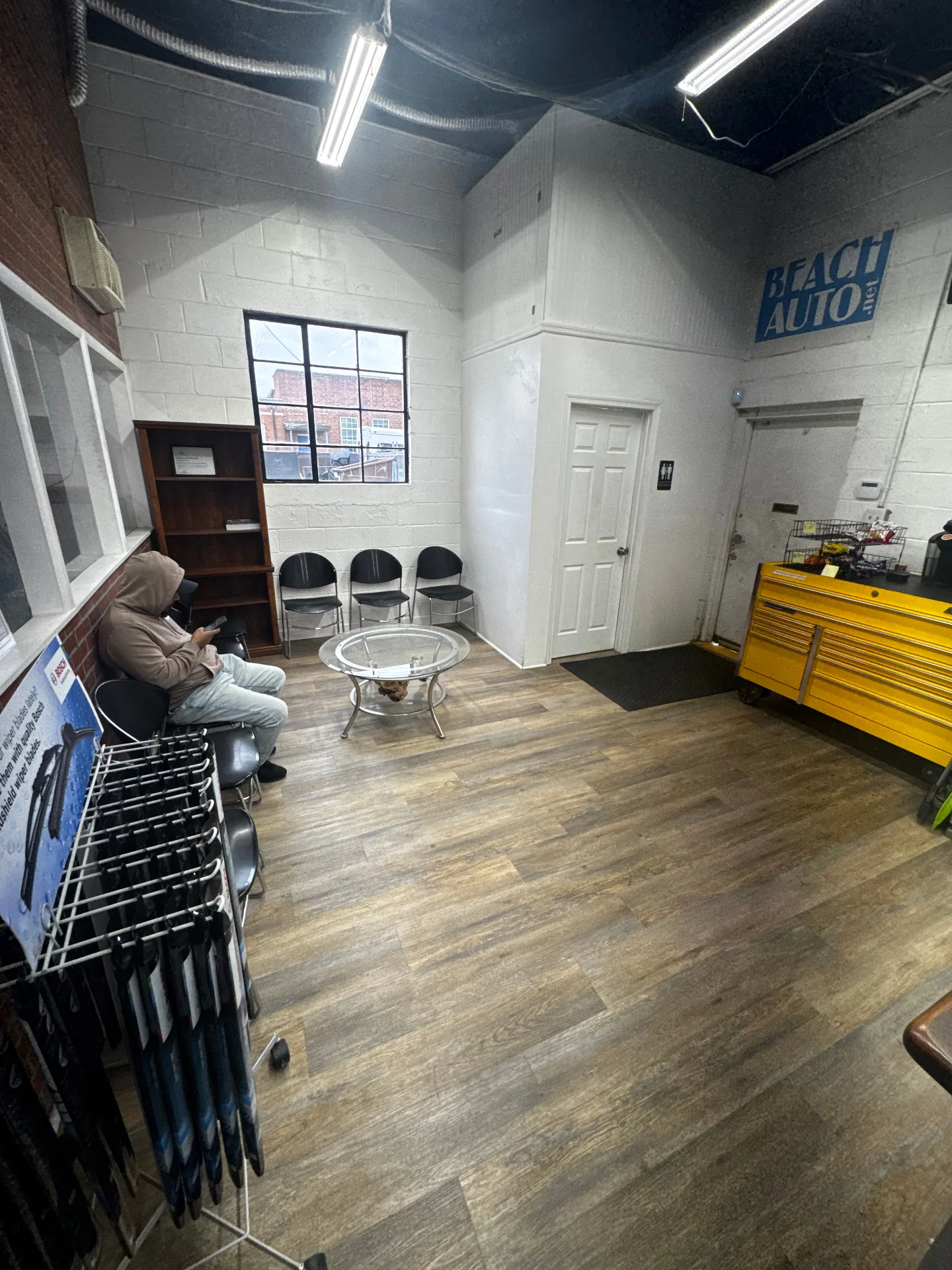 Customer waiting area with comfortable seating